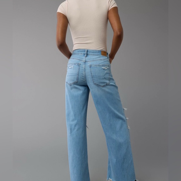 AE Dreamy Drape Stretch Ripped Super High-Waisted Baggy Wide-Leg Jean - Picture 2 of 7